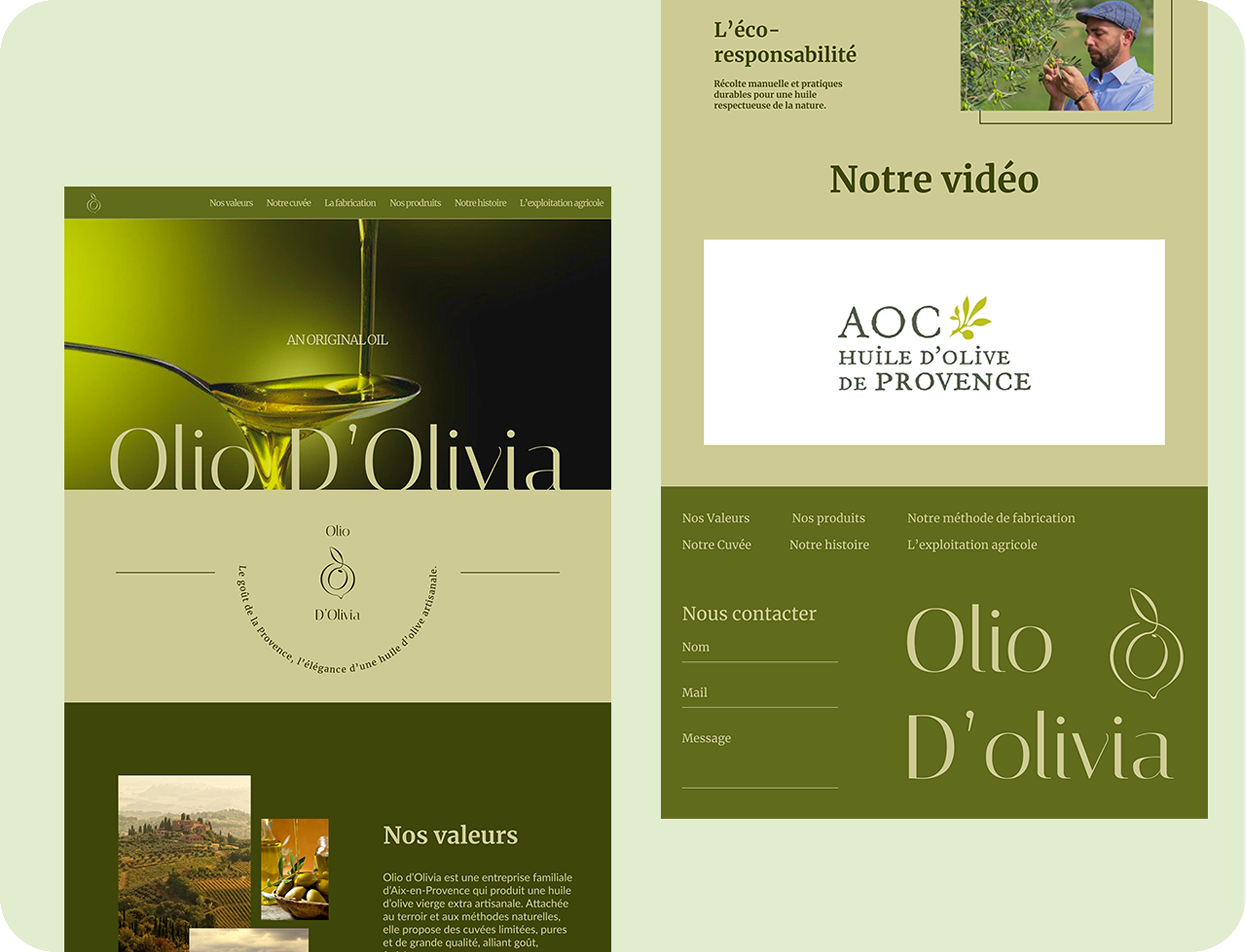 Page Nos produits et Notre histoire