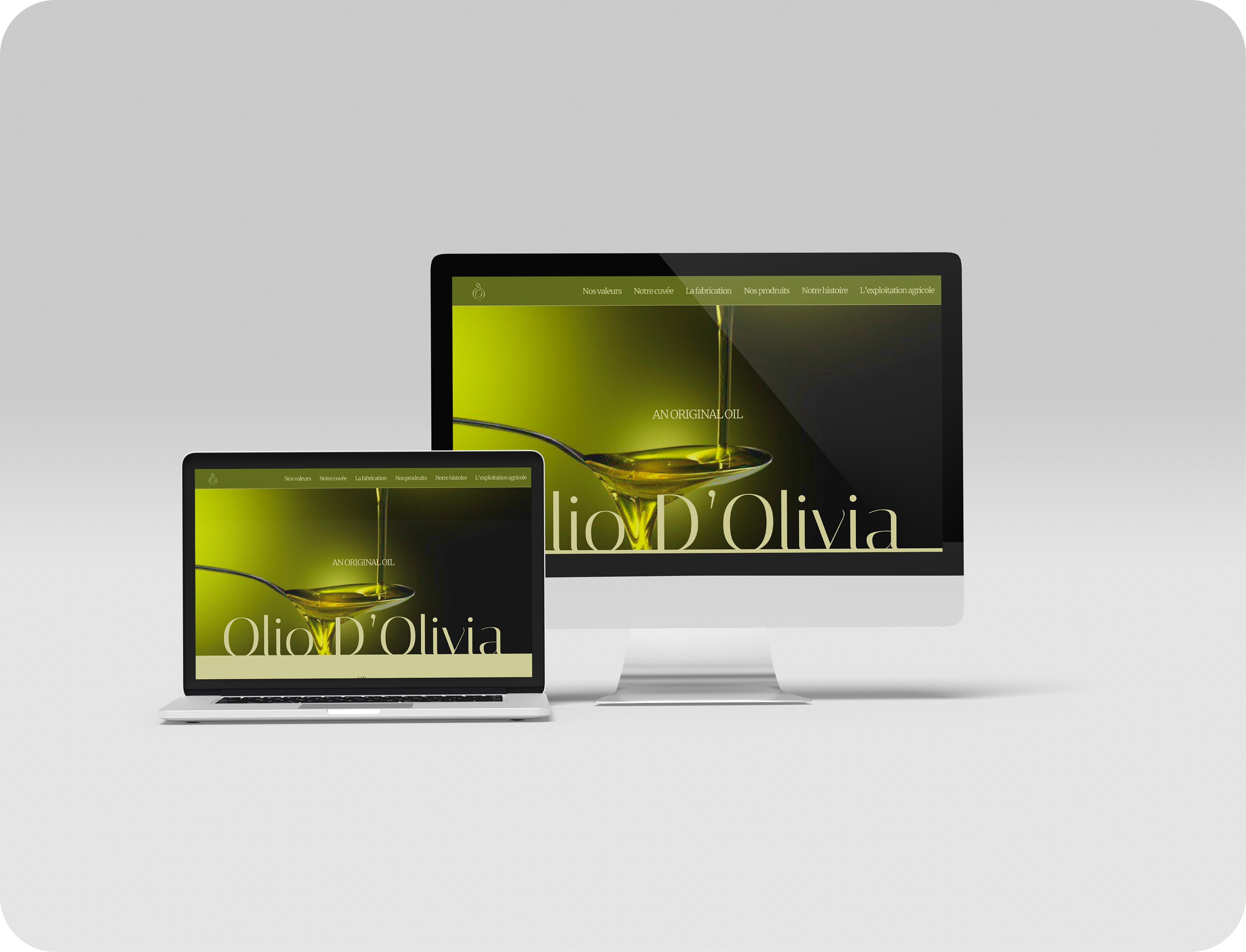 Site Olio d'Olivia sur ordinateur et mobile